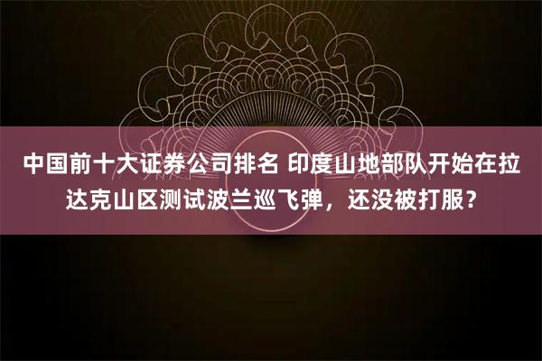 中国前十大证券公司排名 印度山地部队开始在拉达克山区测试波兰巡飞弹，还没被打服？